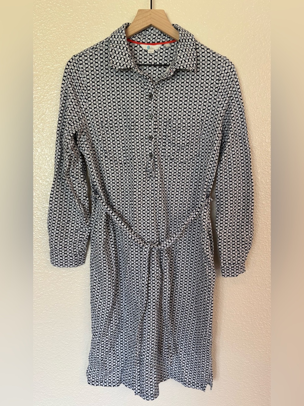 BODEN Jersey 100% Cotton Long Sleeve Shirt Dress